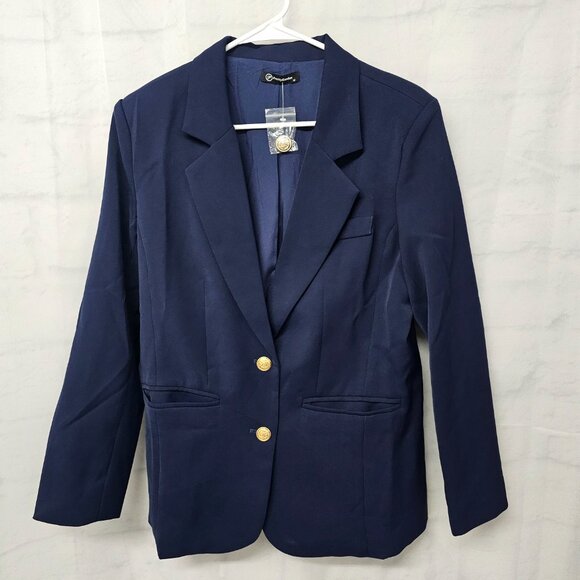 Pretty Garden Blazer Navy Blue Academia Preppy Office Classic M NWOT - Picture 9 of 10